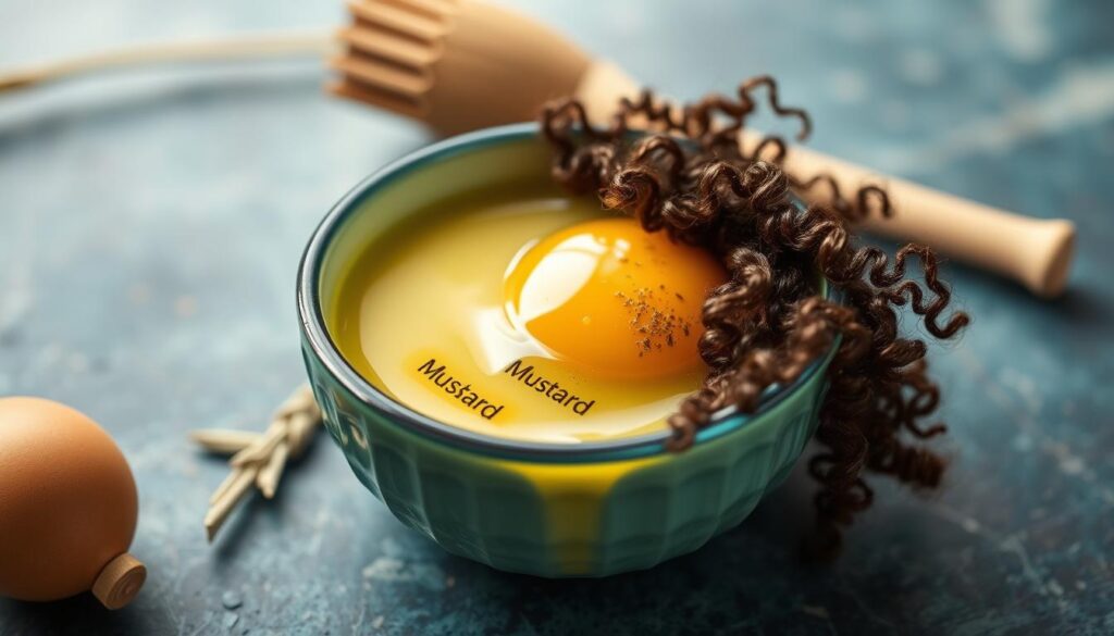 masque œuf moutarde cheveux bouclés